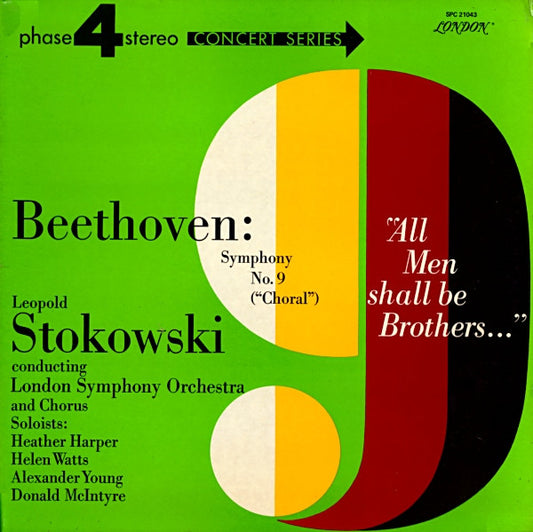 Ludwig van Beethoven - Leopold Stokowski Conducting London Symphony Orchestra And London Symphony Chorus : Symphony No. 9 ("Choral") (LP, Gat)