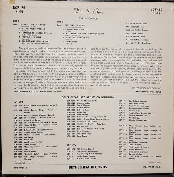 Chris Connor : This Is Chris (LP, Album, Mono, Abb)