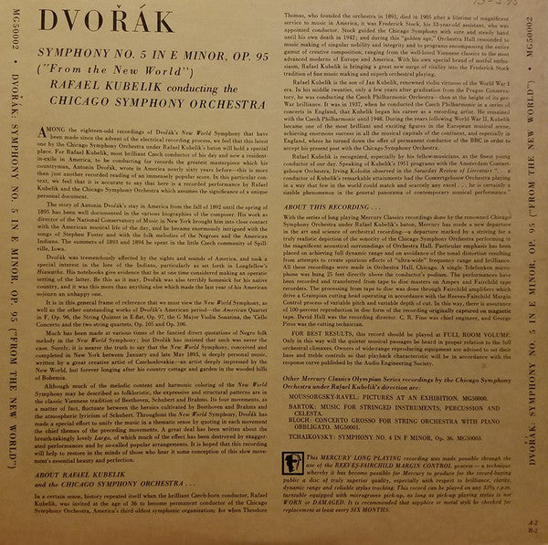 Dvorak*, Rafael Kubelik Conducting The Chicago Symphony Orchestra : Symphony No. 5 In E Minor, Op. 95 ("From The New World") (LP)