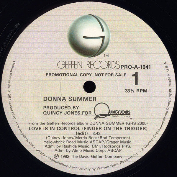 Donna Summer : Love Is In Control (Finger On The Trigger) (12", Ltd, Promo)