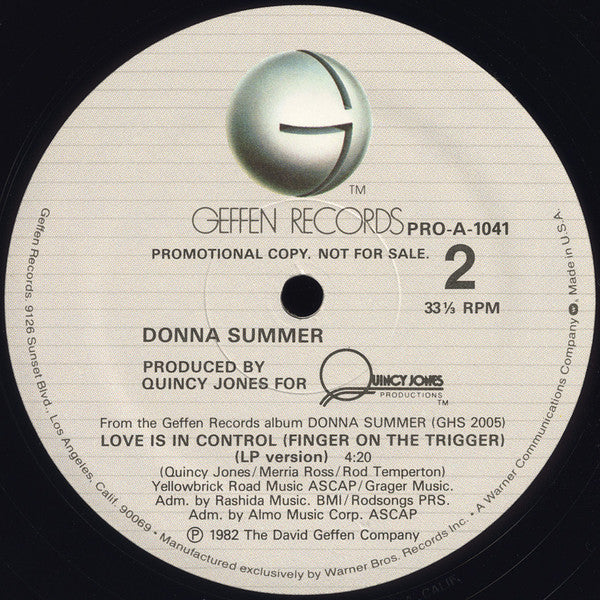 Donna Summer : Love Is In Control (Finger On The Trigger) (12", Ltd, Promo)
