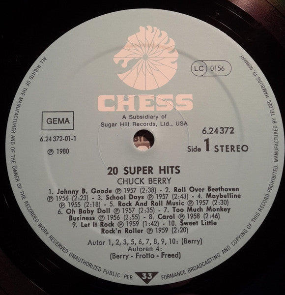 Chuck Berry : 20 Super Hits (LP, Comp)