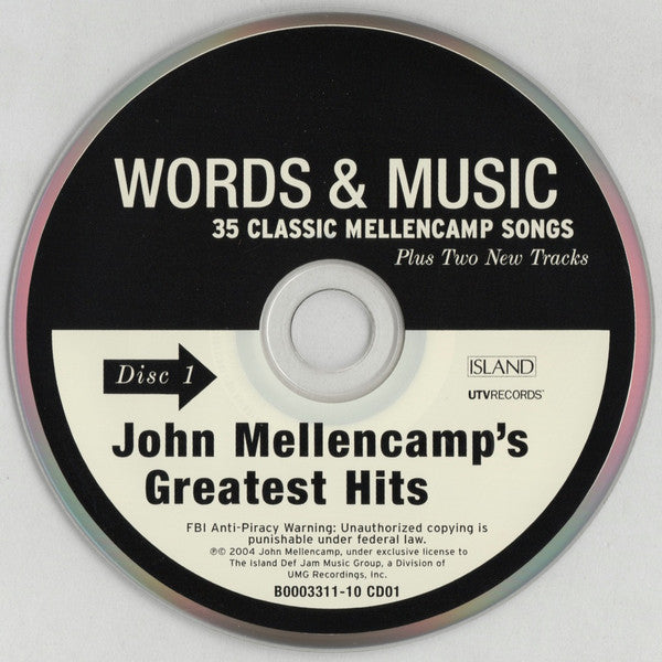 John Mellencamp* : Words & Music: John Mellencamp's Greatest Hits (2xCD, Comp, RM)