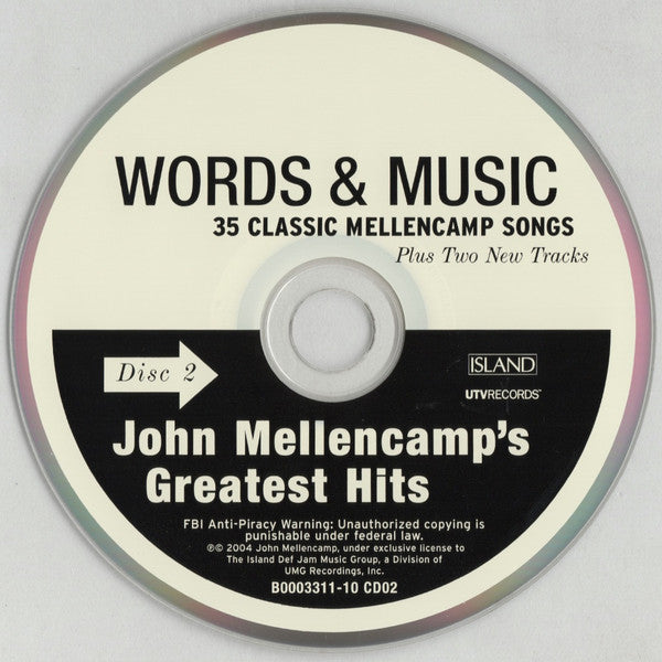 John Mellencamp* : Words & Music: John Mellencamp's Greatest Hits (2xCD, Comp, RM)