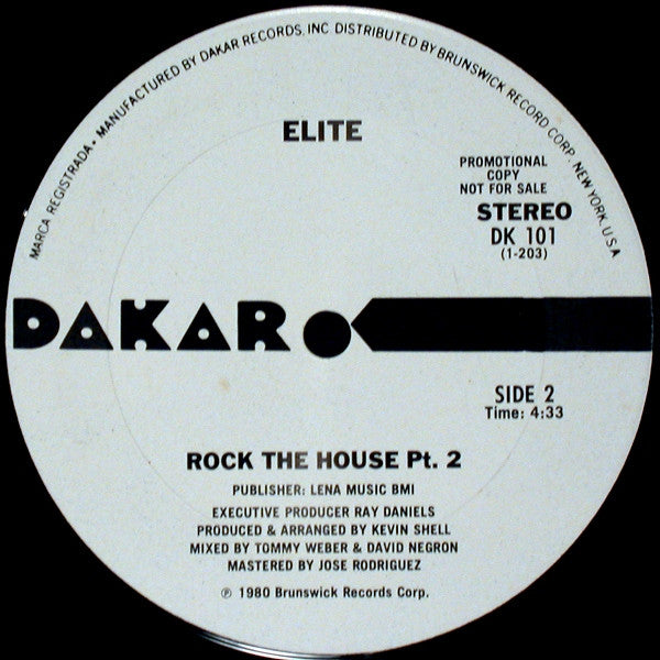 Elite : Rock The House (12", Promo)