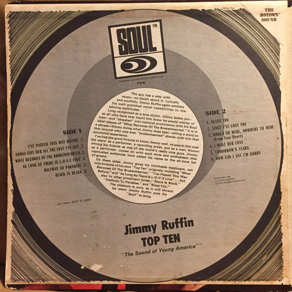 Jimmy Ruffin : Sings Top Ten (LP, Album)