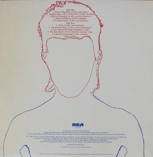David Bowie : Aladdin Sane (LP, Album, Ind)