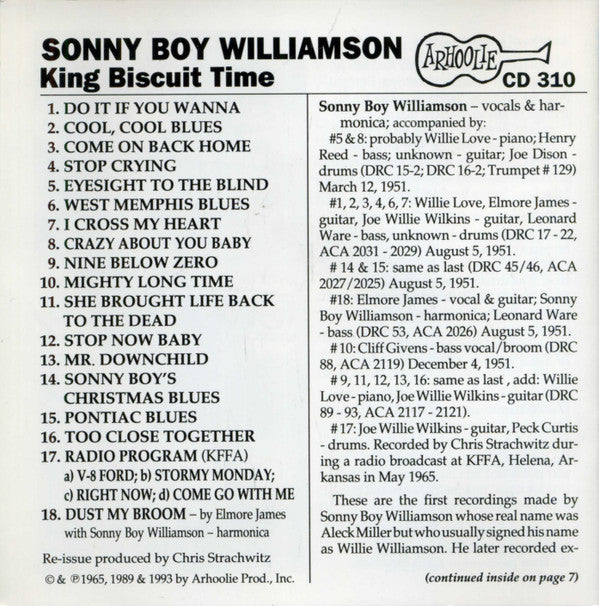 Sonny Boy Williamson (2) : King Biscuit Time (CD, Comp, RM)