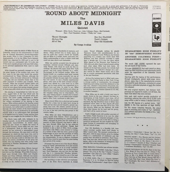 The Miles Davis Quintet : 'Round About Midnight (LP, Album, RE)