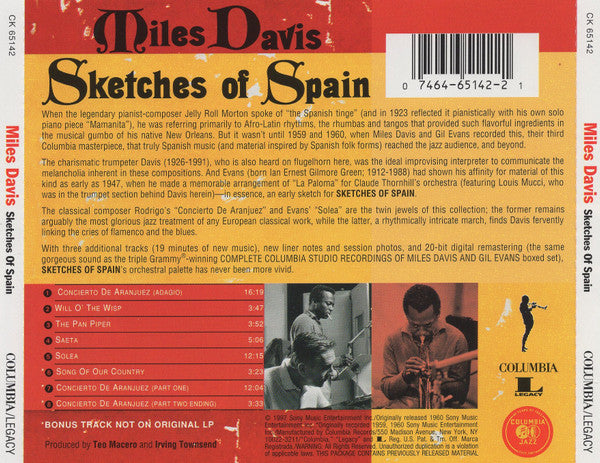 Miles Davis : Sketches Of Spain (CD, Album, RE, RM)