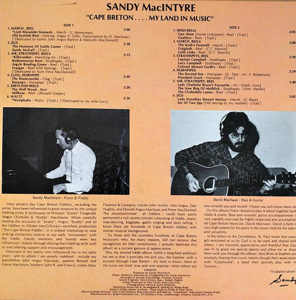 Sandy MacIntyre : Cape Breton....My Land In Music (LP, Album)