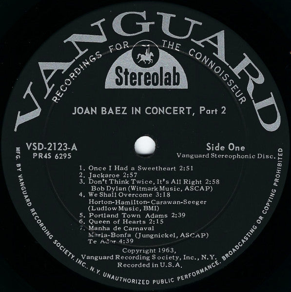 Joan Baez : In Concert Part 2 (LP, Album, Bla)