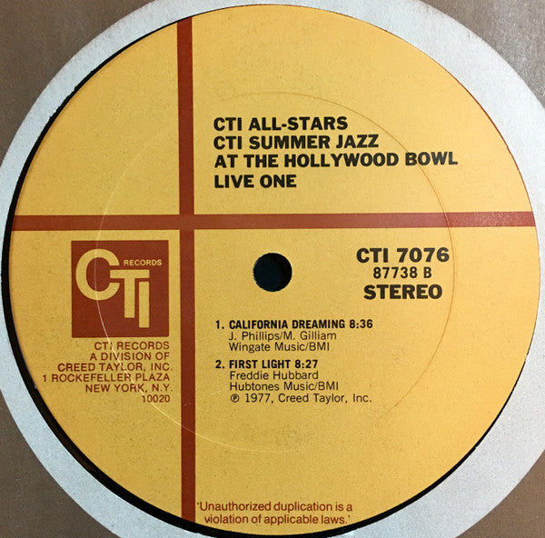 CTI All-Stars : CTI Summer Jazz At The Hollywood Bowl Live One (LP, No )