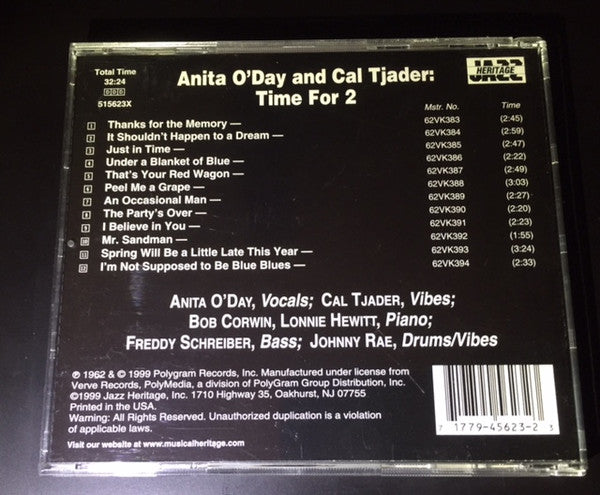 Anita O'Day / Cal Tjader : Time For 2 (CD, Album, RE)