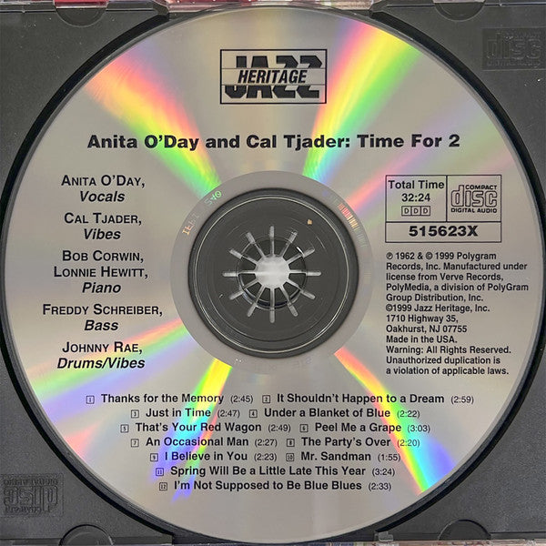 Anita O'Day / Cal Tjader : Time For 2 (CD, M) – Square Cat Vinyl
