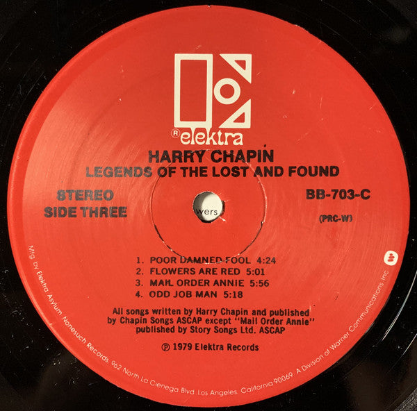 Harry Chapin : Legends Of The Lost And Found (2xLP, Album, PRC)