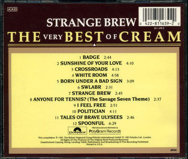 Cream (2) : Strange Brew - The Very Best Of Cream (CD, Comp, RE)