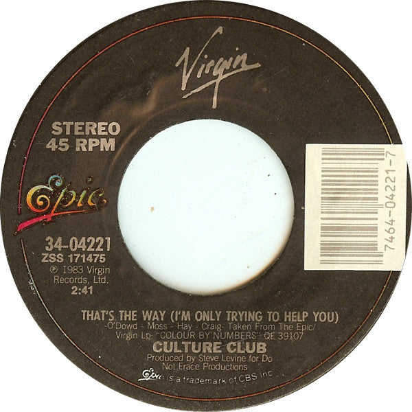 Culture Club : Karma Chameleon (7", Single, Styrene, Pit)