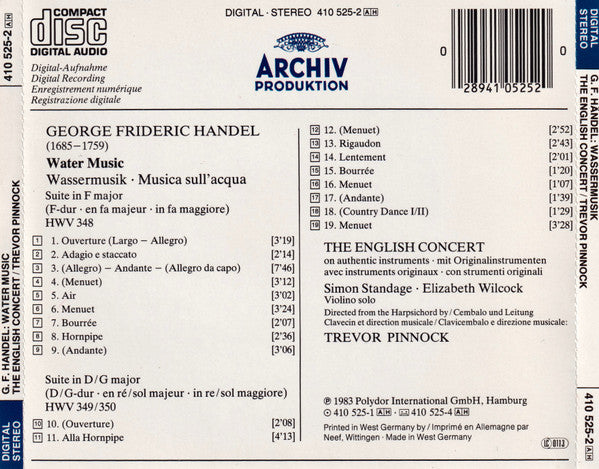 George Frideric Handel*, The English Concert · Trevor Pinnock : Water Music (CD)