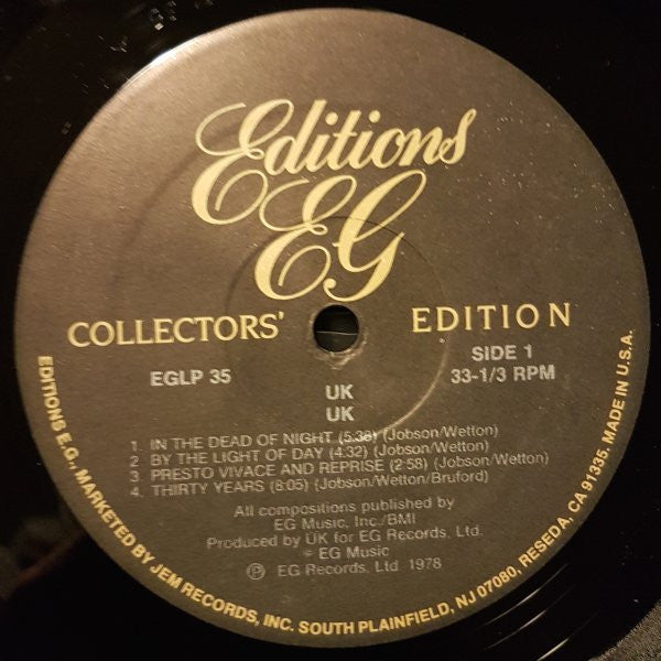 U.K.* : U.K. (LP, Album, RE)