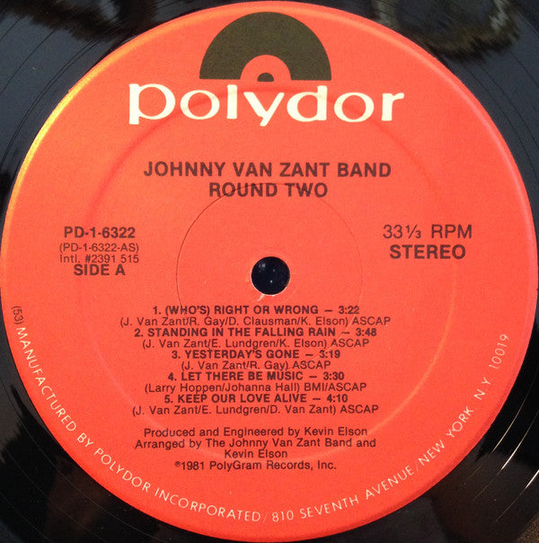 Johnny Van Zant Band : Round Two (LP, Album, Hau)