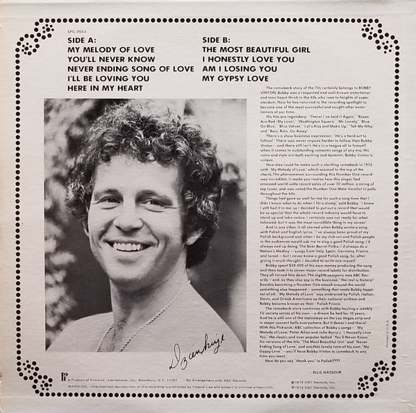 Bobby Vinton : Melodies Of Love (LP, Album, RP)