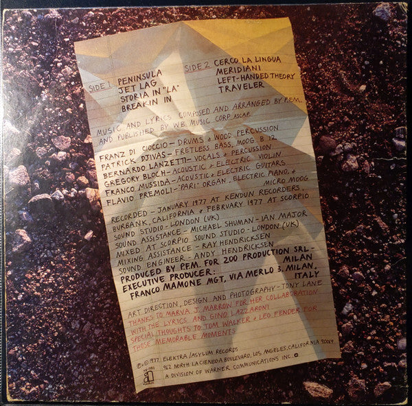 PFM* : Jet Lag (LP, Album, SP)