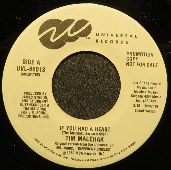 Tim Malchak : If You Had A Heart (7", Promo)
