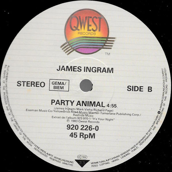 James Ingram En Duo Avec Michael Mc Donald* : Yah Mo B There (12", Maxi)