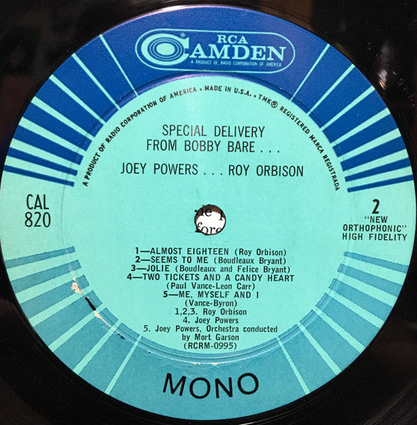 Bobby Bare / Joey Powers / Roy Orbison : Special Delivery From Bobby Bare...Joey Powers...Roy Orbison (LP, Comp, Mono)