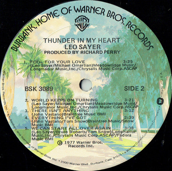 Leo Sayer : Thunder In My Heart (LP, Album, Mon)