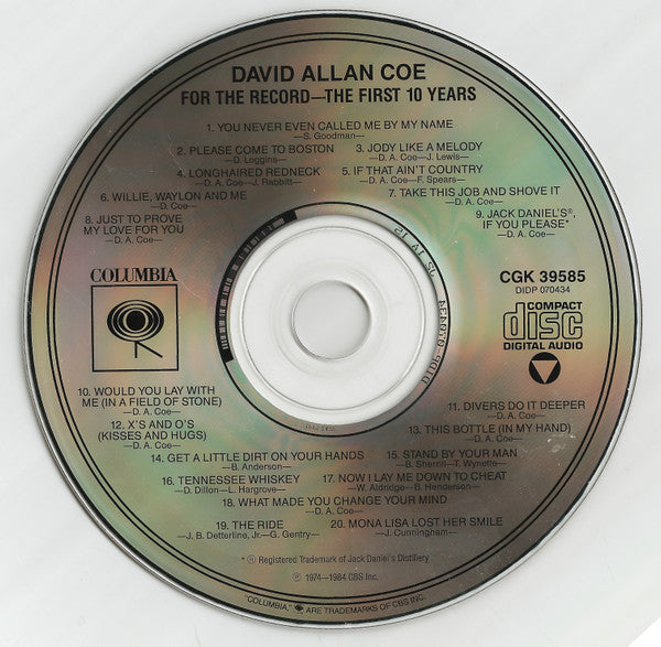 David Allan Coe : For The Record - The First 10 Years (CD, Comp, Son)