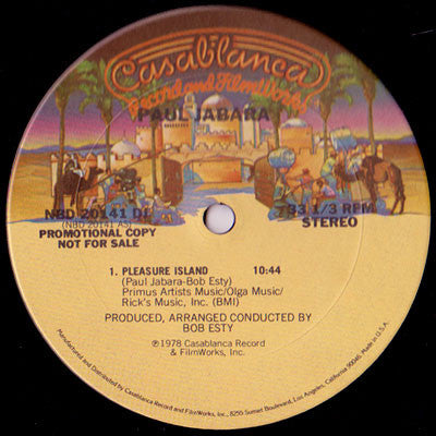 Paul Jabara : Pleasure Island (12", S/Sided, Promo)