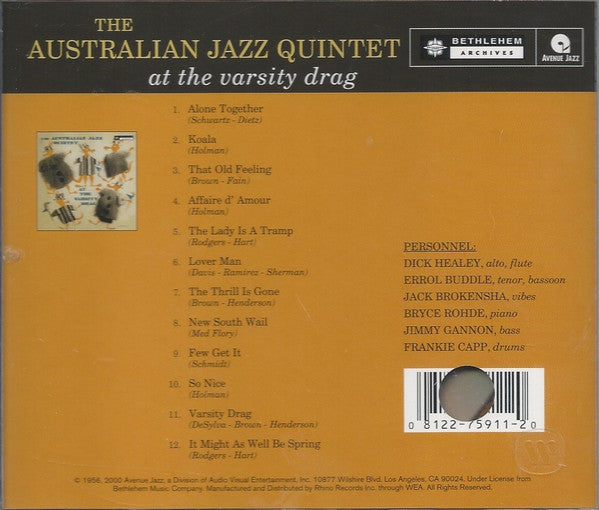 The Australian Jazz Quintet : At The Varsity Drag (CD, Album, Mono, RE)
