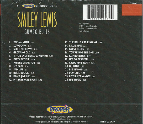 Smiley Lewis : A Proper Introduction To Smiley Lewis Gumbo Blues (CD, Comp)