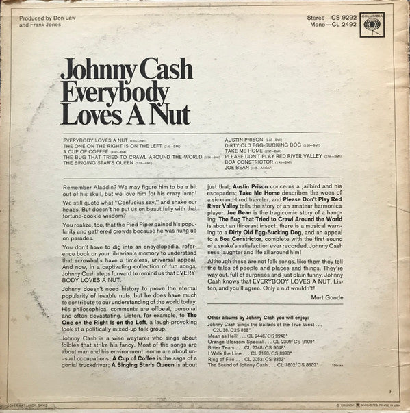 Johnny Cash : Everybody Loves A Nut (LP, Album, Mono, Pit)