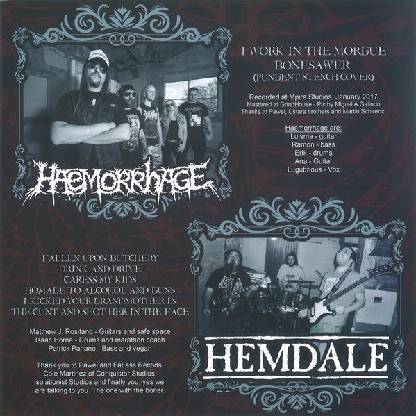 Haemorrhage / Hemdale / Meat Spreader : Fallen In Gore (LP, Ltd, Red)