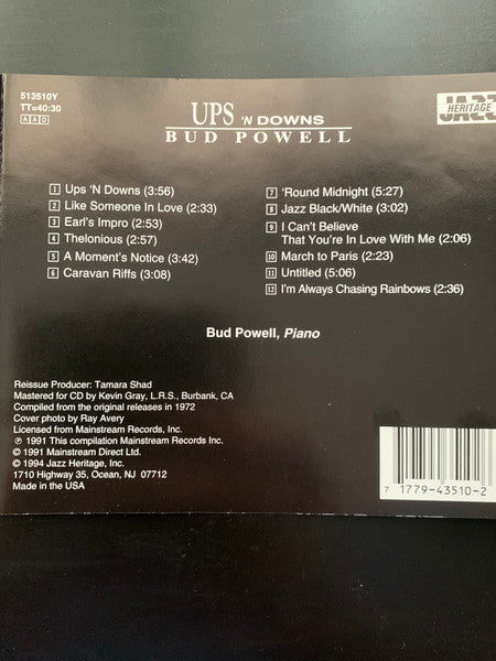 Bud Powell : Ups 'n Downs (CD, Comp, RE, RM)