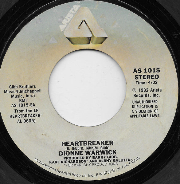 Dionne Warwick : Heartbreaker (7", Single, Styrene, Ter)