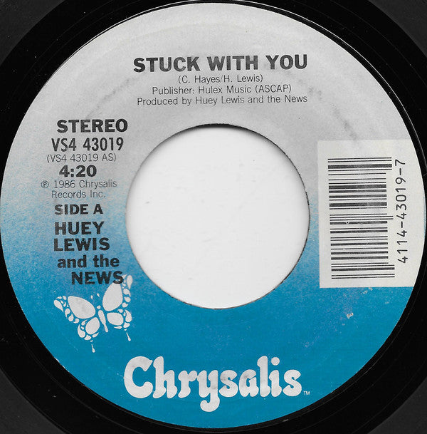 Huey Lewis And The News* : Stuck With You (7", Single, Styrene, Car)