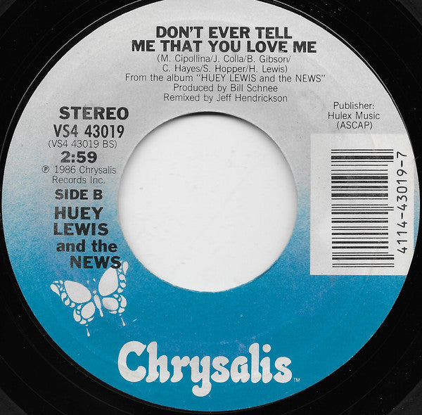 Huey Lewis And The News* : Stuck With You (7", Single, Styrene, Car)