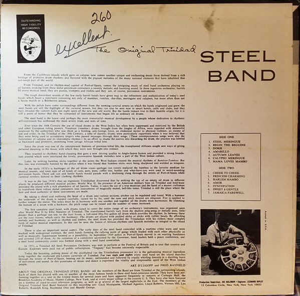 The Original Trinidad Steel Band : The Original Trinidad Steel Band (LP, Album, RE, But)