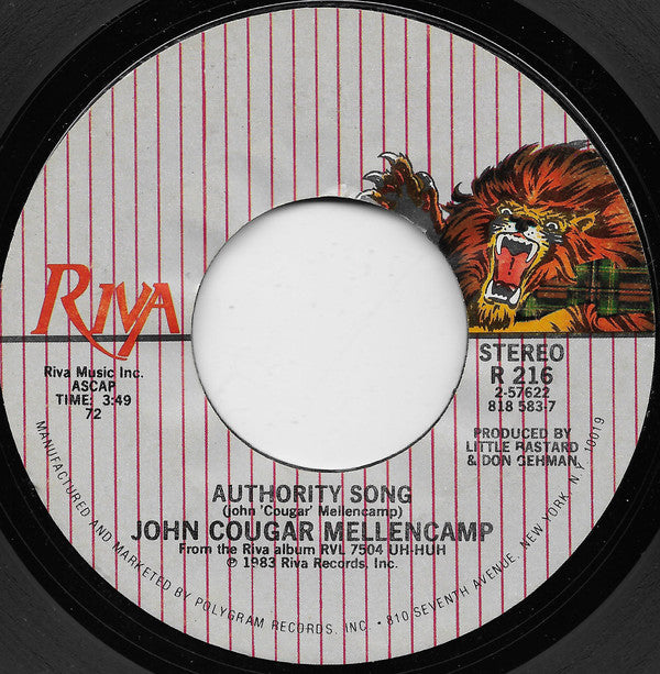 John Cougar Mellencamp : Authority Song (7", 19)