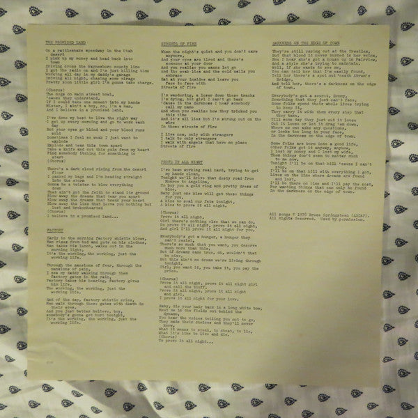 Bruce Springsteen : Darkness On The Edge Of Town (LP, Album, Pin)