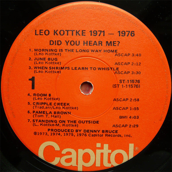 Leo Kottke : 1971-1976 "Did You Hear Me?" (LP, Comp, Jac)