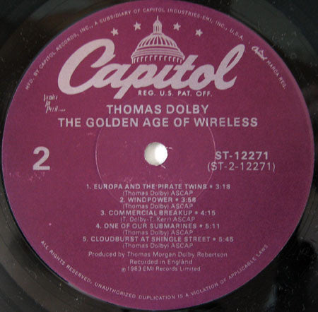Thomas Dolby : The Golden Age Of Wireless (LP, Album, RE, Jac)