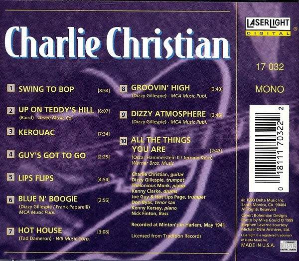 Charlie Christian : The Immortal Charlie Christian (CD, Album, Mono, RE)
