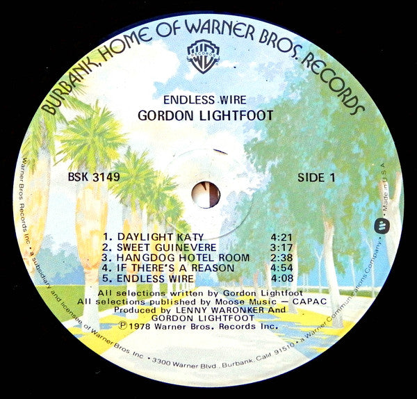 Gordon Lightfoot : Endless Wire (LP, Album, Glo)