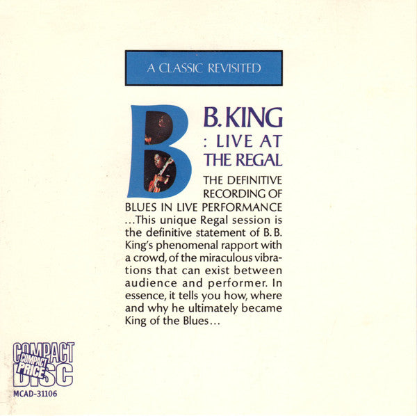 B.B. King : Live At The Regal (CD, Album, RE)