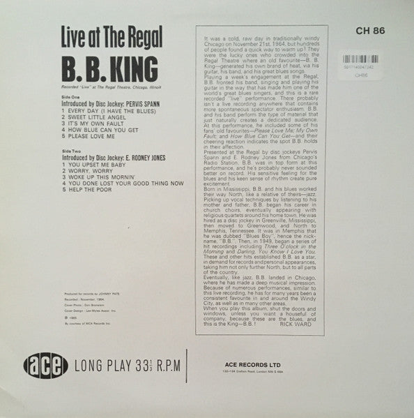 B.B. King : Live At The Regal (LP, Album, RE)